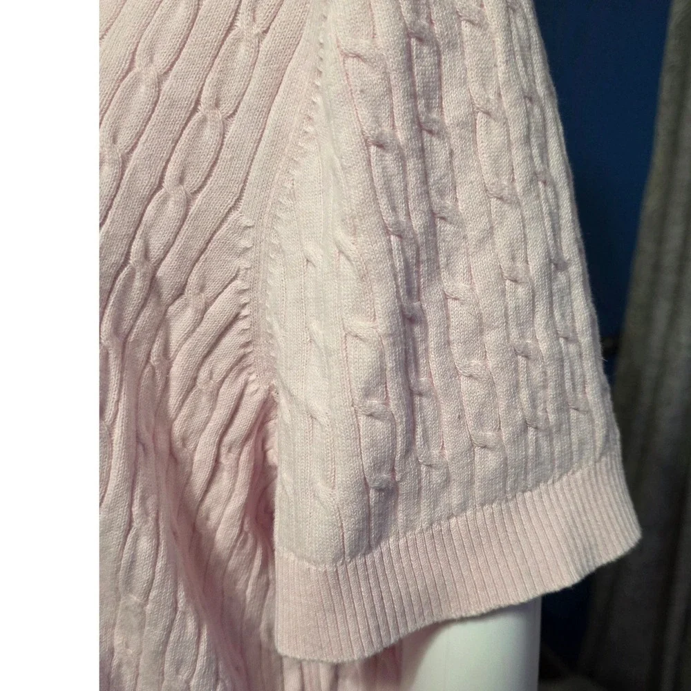 Tommy Hilfiger Women's Pink Cable Knit Short Sleeve Sweater Top XXL - Picture 4 of 7